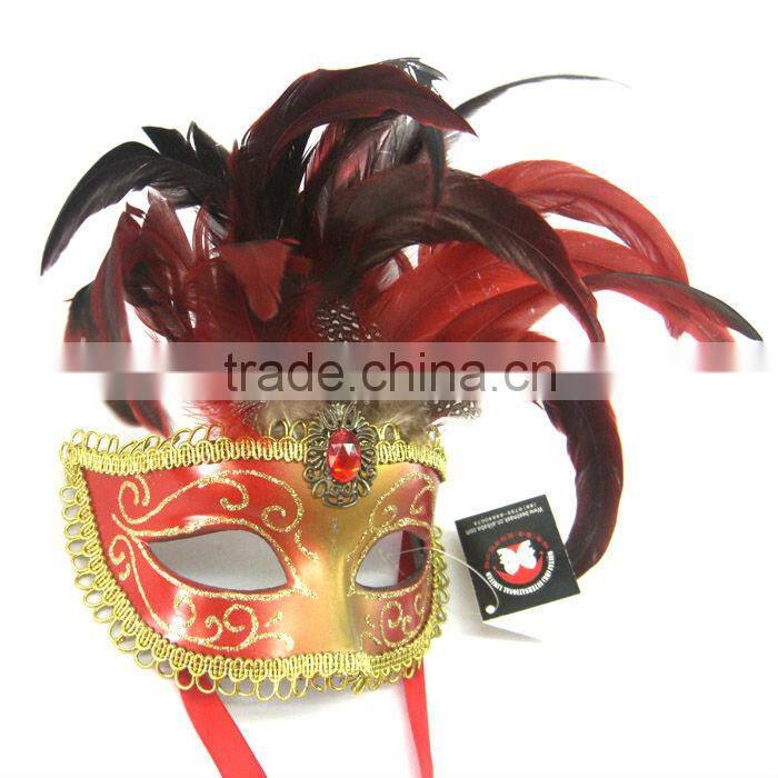 Hand Painted Mask For Easter With Feather Rhinestone Handmade