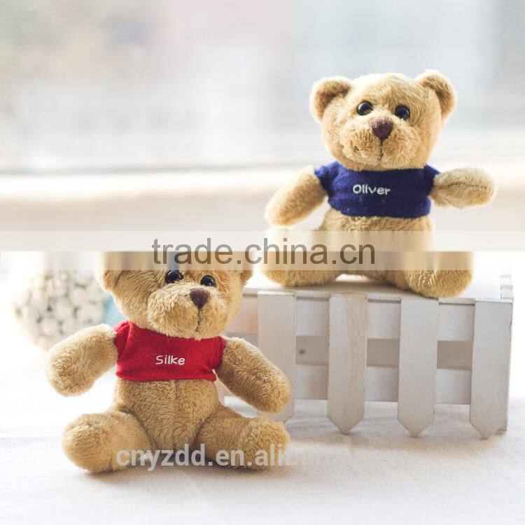 Cheap Plush Toy Couple Bears 11cm Tall Wearing Clothes/Soft Bear Toy in White or Brown/Stuffed Toy Bear of Promotional Gift