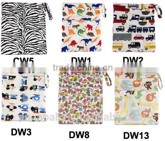 Two Pockets Printed Biaper Bag Washable Wetbag With Zipper