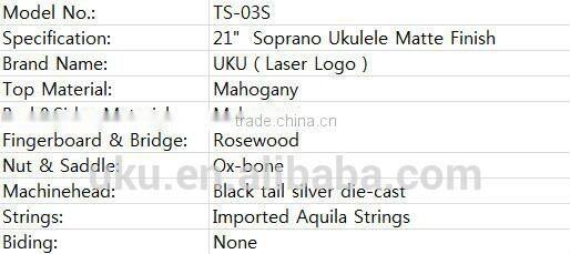 UKU wholesale 21" engraving lovely Soprano wooden ukulele with ukulele case bag