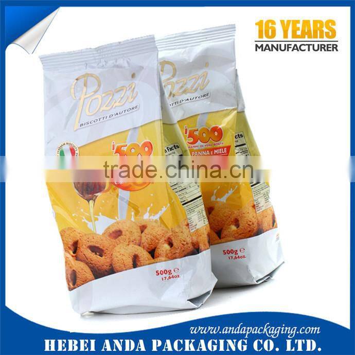 Custom cookie palstic packaging, cookie wrapper pouch biscuits packaging with clear window