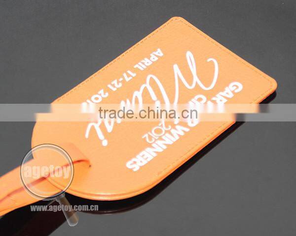 Orange Color Printing Logo Miami Souvenir Promotional Custom Leather Luggage Tags