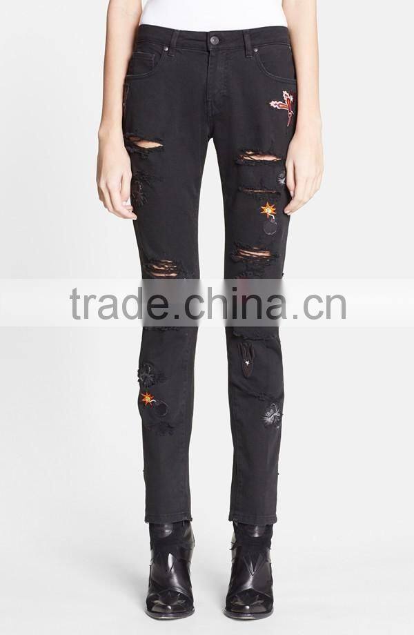 OEM 2016 New Arrival Plain Latest Jeans Tops Girls