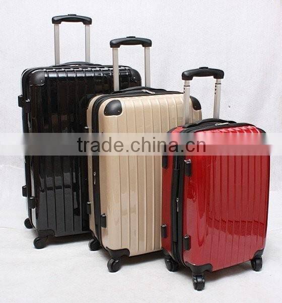 stock ABS+PC 3pcs expandable rolling trolley luggage set with univeresal wheels