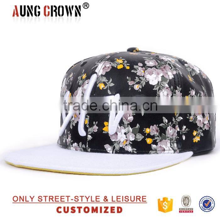 cotton acrylic floral cap/floral snapback cap/floral embroidery snapback cap
