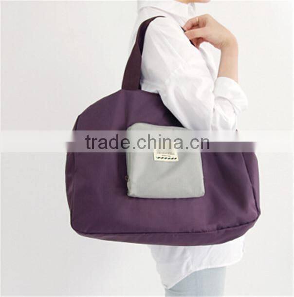Factory price foldable unisex polyester travel luggage shoulder bag