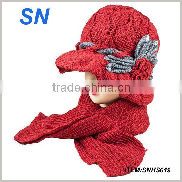 Winter fashion lady hat and scarf set