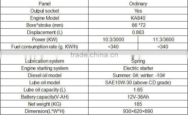 9kva single phase diesel generator with wheels