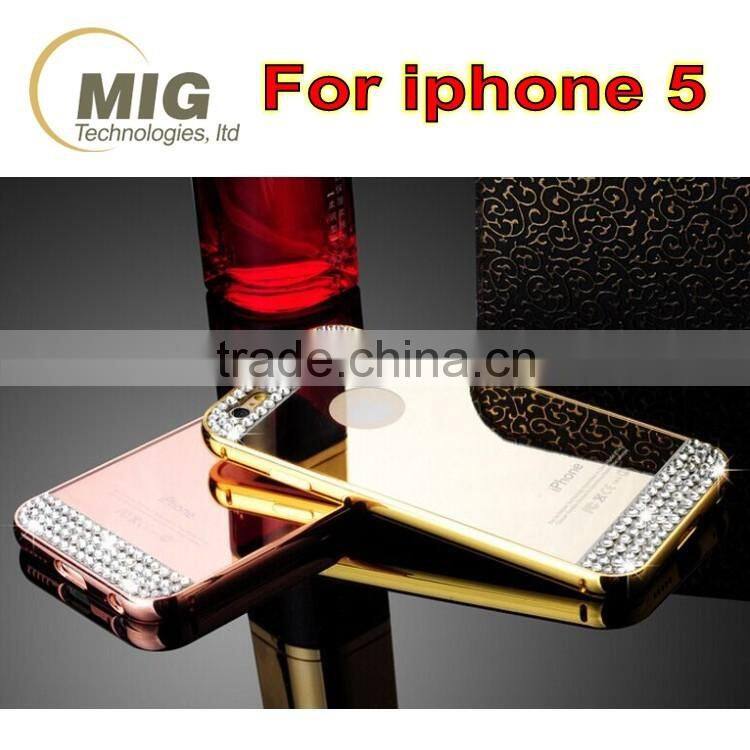For iphone mobile phone accessory mirror back electroplating border phone case for apple iphone 6 6s plus
