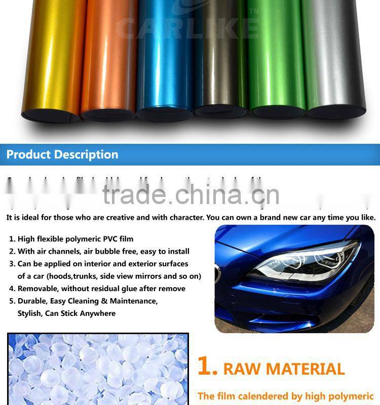 CARLIKE Waterproof Strong Glue Blue Metal Car Wrap Foil Metallic Paper