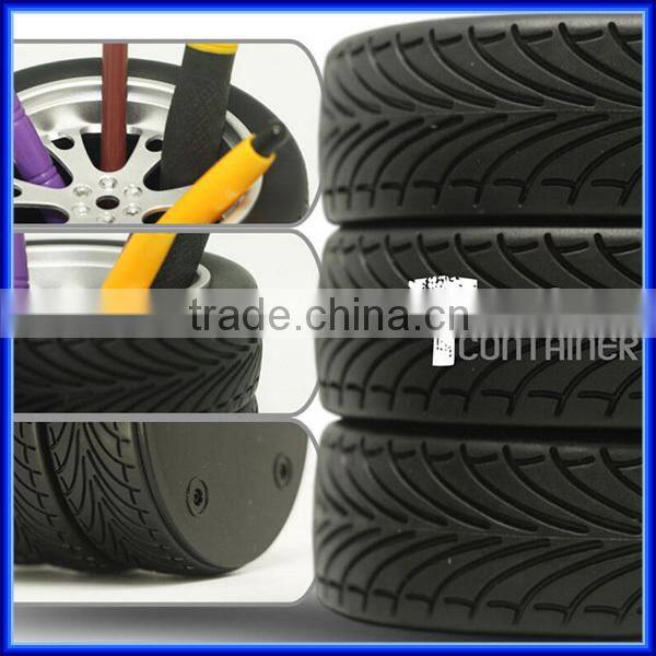 Popular Office Tyre rubber Pencil vase Pen holder for office, Unique Design Tire/tyre Pen Container