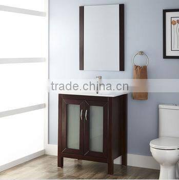 sanitary ware product solid wood bathroom cabinet with single marble sink