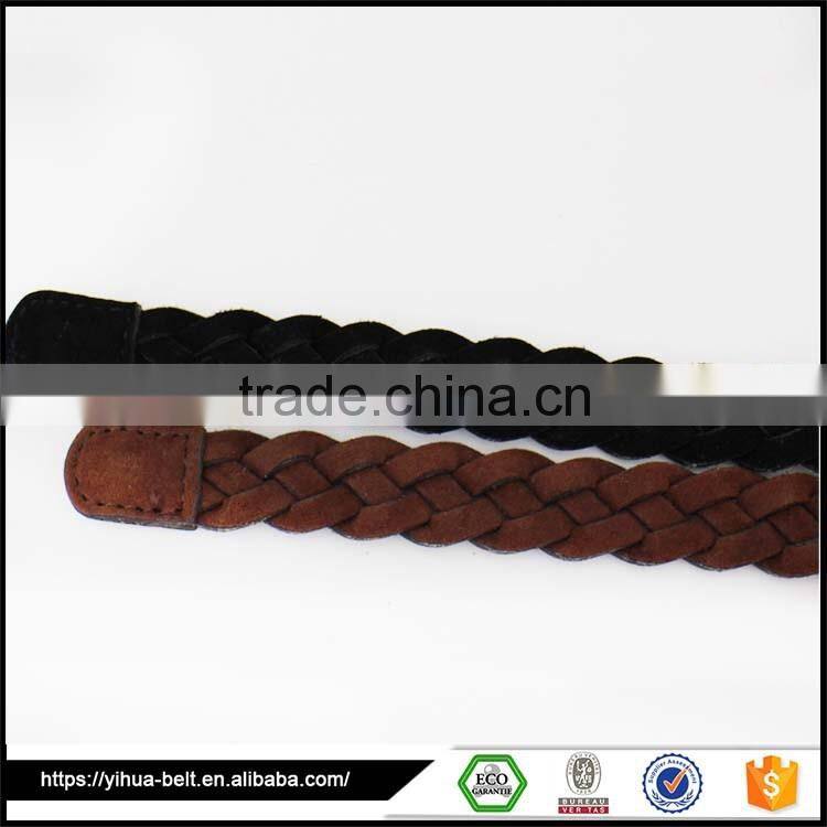 Button circle buckle fashion braided belt for women