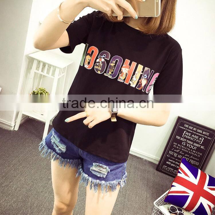 Korean cartoon letter picture short sleeve T-shirt