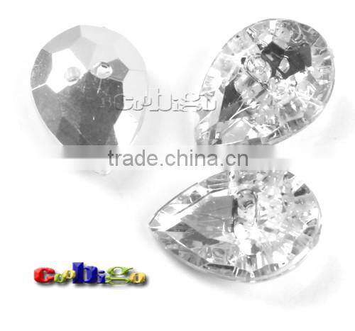 18*25mm Water Drop Shaped Acrylic Rhinestone&Crystal Button For Stylish Bags Garment Shoes #FLN013(06)
