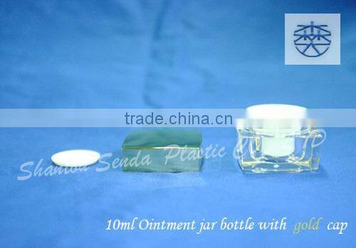 bright gold cosmetic jars 10g, 10g cream jar, plastic cream jar