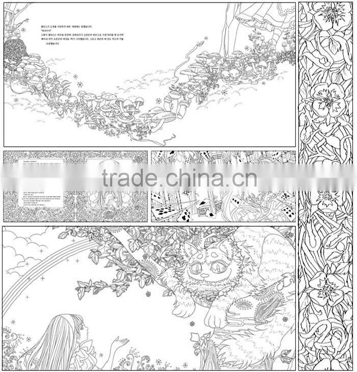 2015 Wholesale new arrive hand-painted secret garden series alice in wonderland adult coloring books