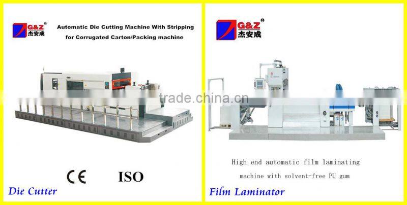 High speed fully automatic cardboard box folder gluer with automatic strapping machine
