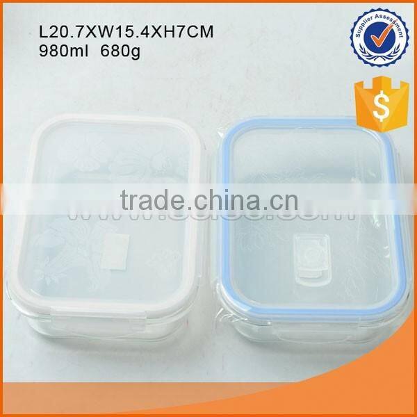 Vacuum & Fresh Square Shape Airtight Glass Food Container Set Heat Resistant Food Container With Lid