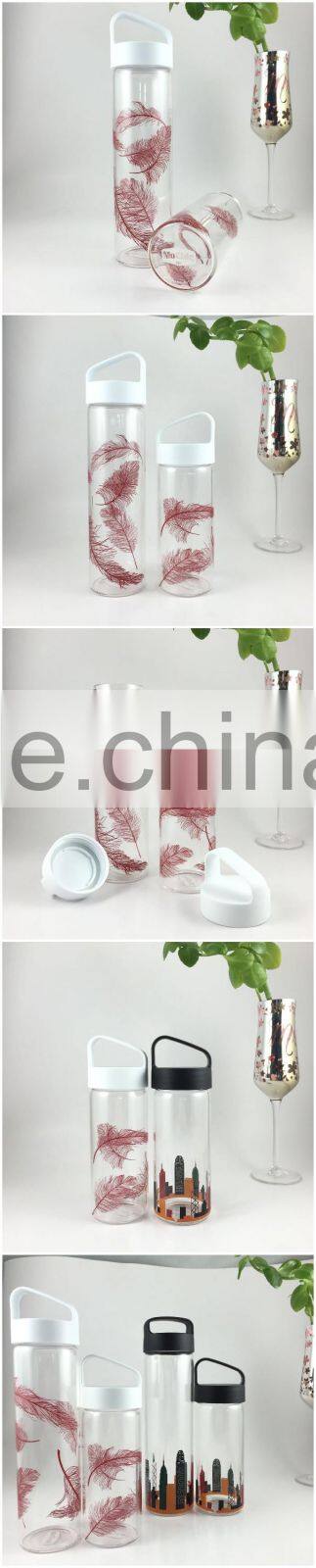 Mochic 350ML high transparent borosilicate printing glass water bottle