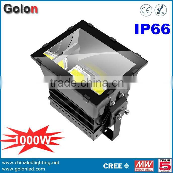 1000w led light wirh meanwell driver ip66 led flood light 5 years warranty for led parking lot lighting