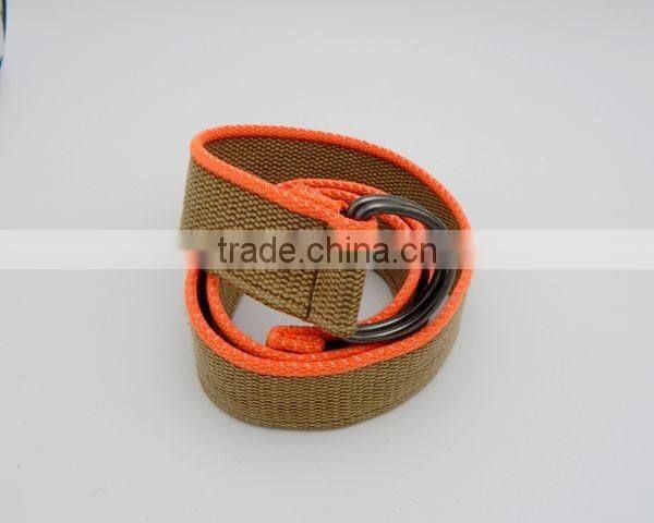 Canvas belt ouble D-ring buckles knitted men belt multy-ply fabric cotton belt cheap price