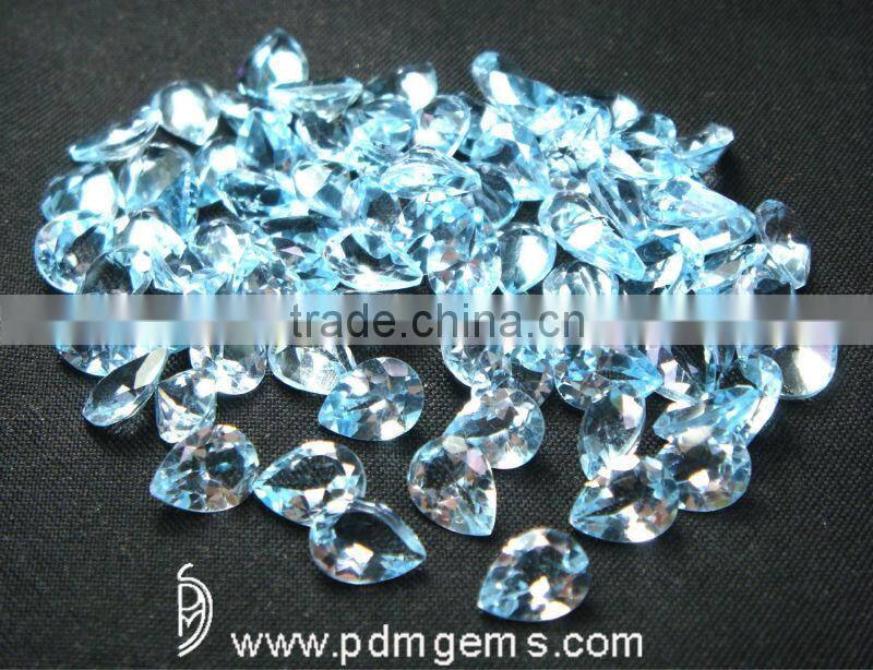 Sky Blue Topaz Semi Precious Gemstone Pear Cut Faceted Lot For Rings From Jaipur