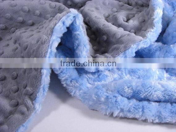 Personalized With Light Blue Swirl With Dark Grey Minky Baby Blanket In Handmade