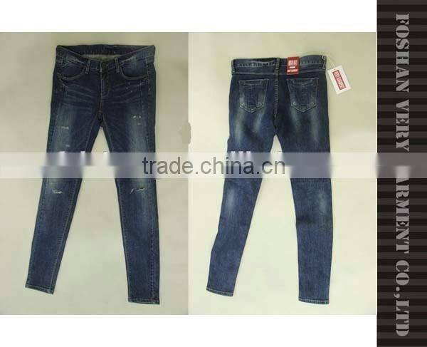 casual ladies jeans top design with little ripped