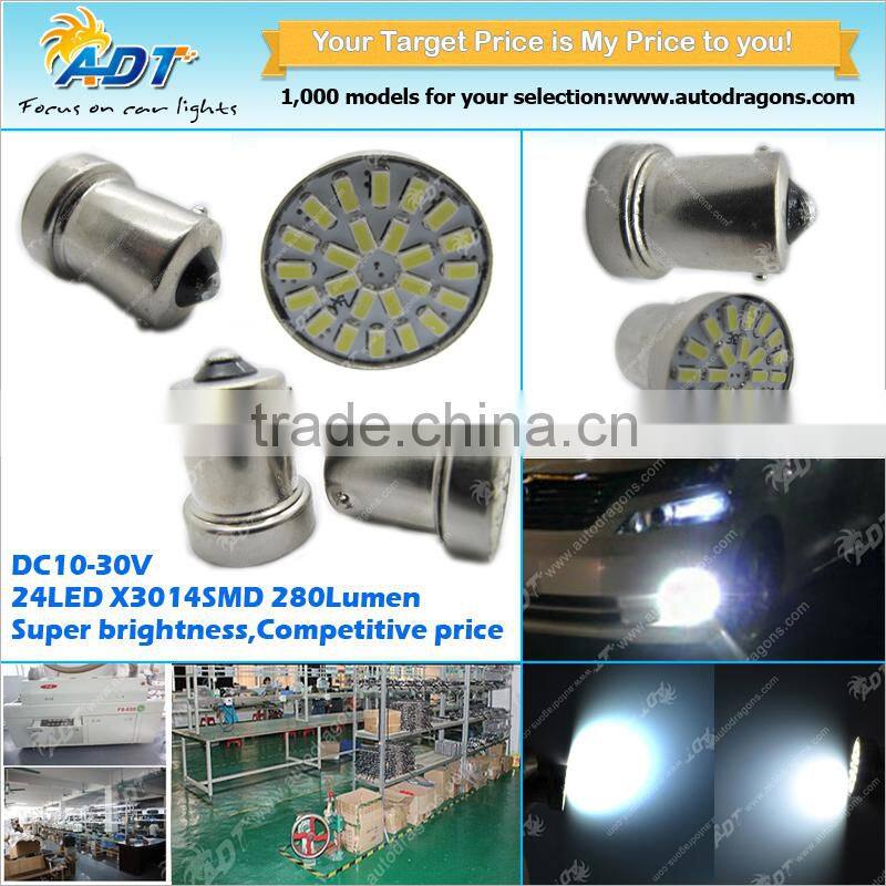 2015 hot sell 1156 24W car led bulb 3014 smd BA15S car led bulb