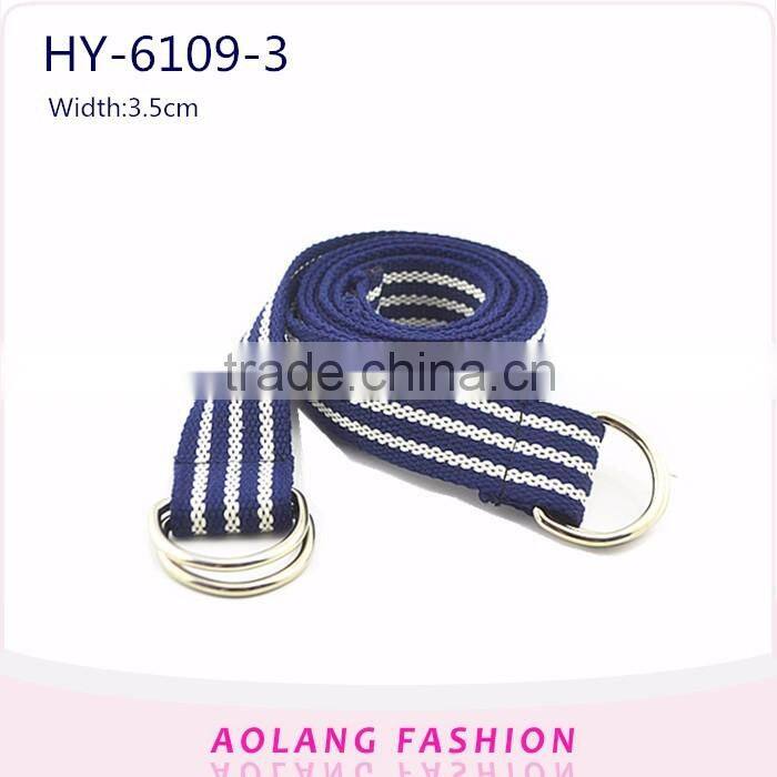 Custom fashion double d-ring belts fabric jeans belts for men canvas belts
