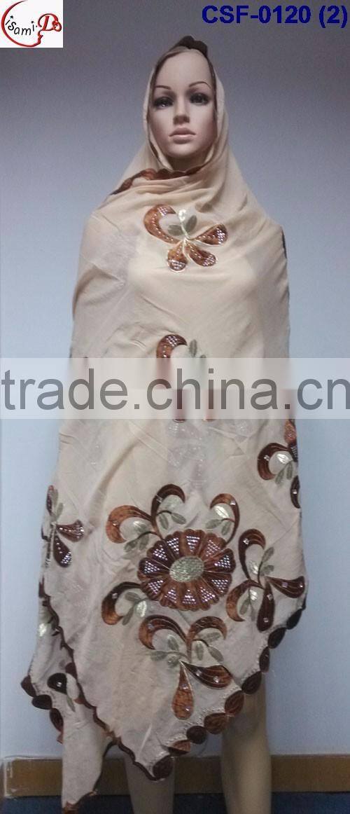 CSF-0120(8) 2016 hot sale Muslim scarf, embroidery scarves, shawls, wrap and pashmina
