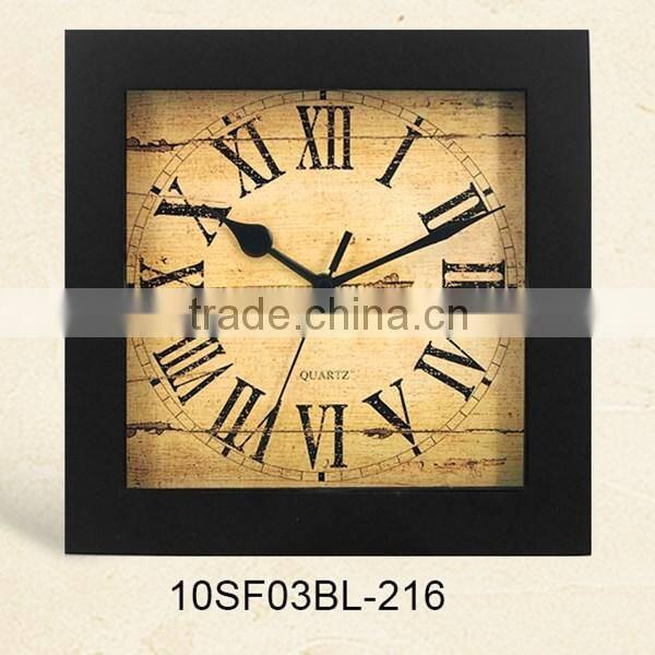 2016 MDF design square wood wall clock (10SF03BL-217)