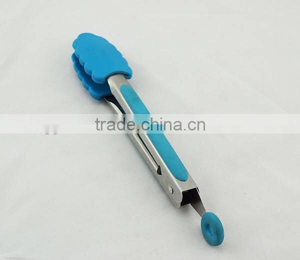 2016 BBQ tool baking utensil stainless steel & nylon food tongs