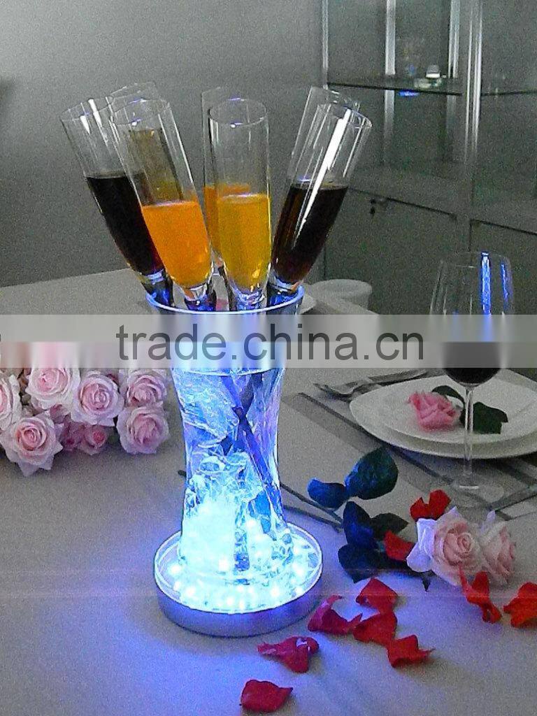 Best price acrylic display 4/6/8 inch rechargeable 16 colors changing LED bottle stand with USB charger