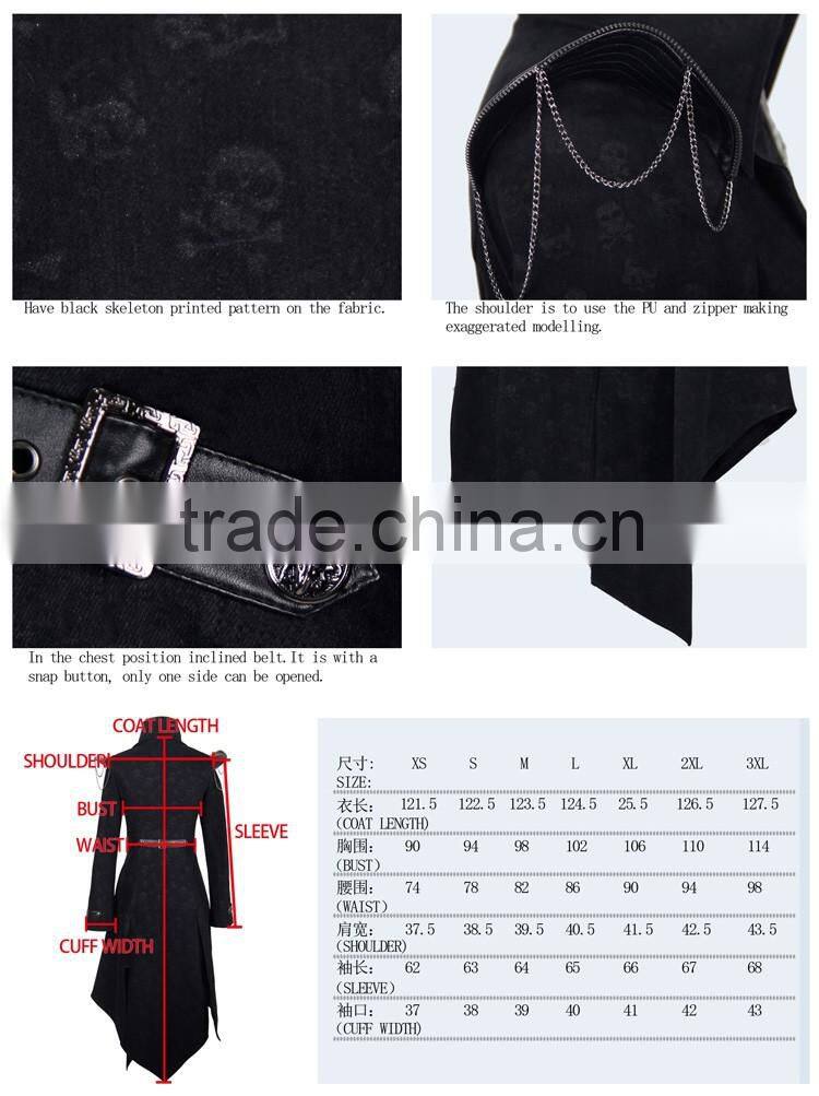 Devil fashion 2015 PUNK gothic long coat black jacket made in China CT014