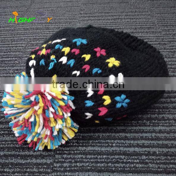 wholesale/ Custom knited cap With Top Ball, plush Beanie Hat/Winter warm hat Female lovely melange winter hat