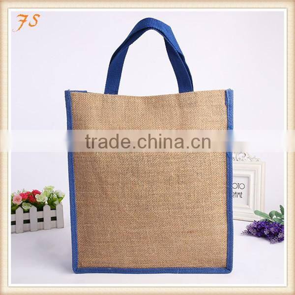 Promotional fashion double handles jute shopping bag