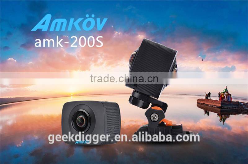 Digital Camera 360 Degree with dual lens 220 Degree Fisheye with HD 960P/30fps AMK200S 8.0MP WiFi Action Camera