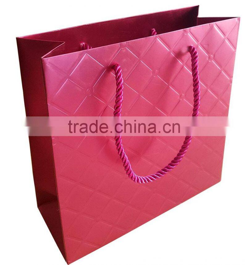 luxury high quality fashion paper shopping bag with embossing