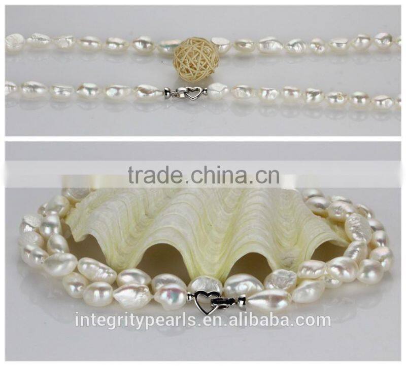 Long pearl necklace 12mm AA baroque 36 inches fresh water pearl necklace