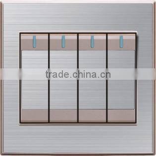 High quality stainless steel 4 gang 1way push button electrical wall switch