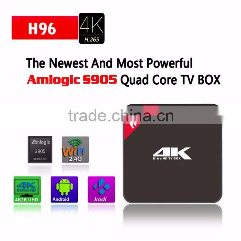 smart TV box manufacture H96 Amlogic S905 2GB DDR3 16GB ROM Set Top Box full 1080p cabel tv