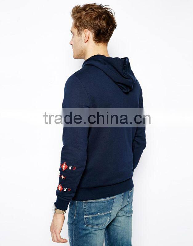mens korean fashion navi blue hoodies printed sleeves sweatshirts