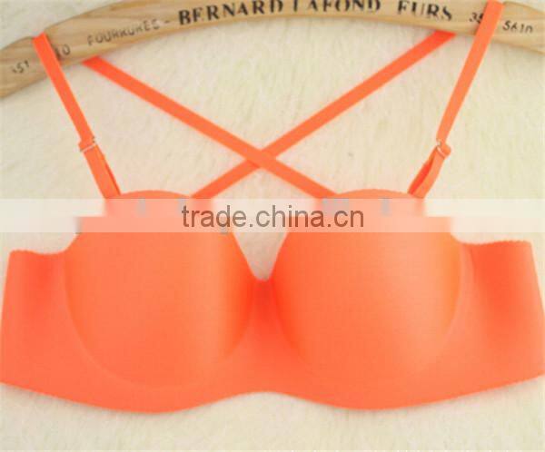 Summer 1/2 cup x-shaped cross straps one piece push up seamless bra wholesale