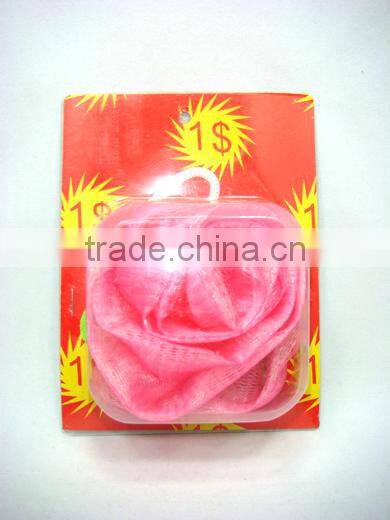 flower shaped bath sponge with rope/bath net sponge ball/mesh bath sponge