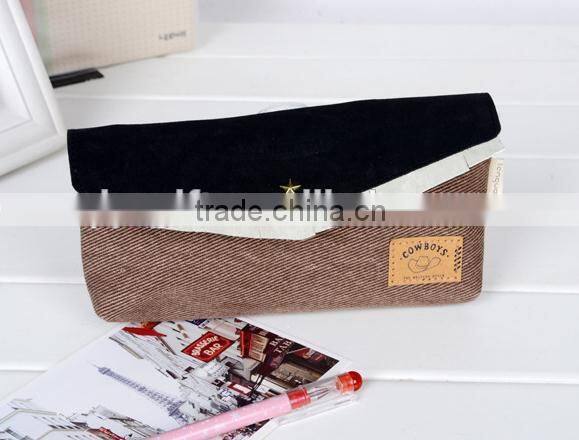 wenzhou cheap custom fabric school pencil case with button for adult
