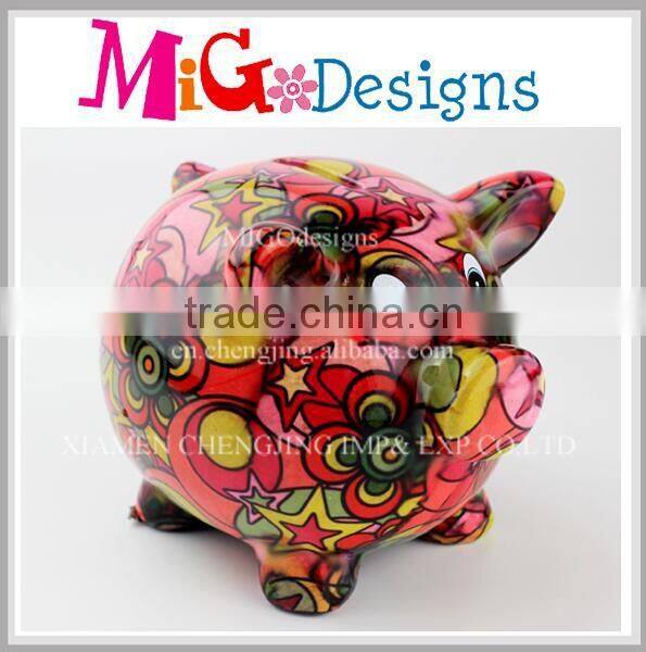 Wholesale Colorful Glazed Ceramic Pig Saving Boxes
