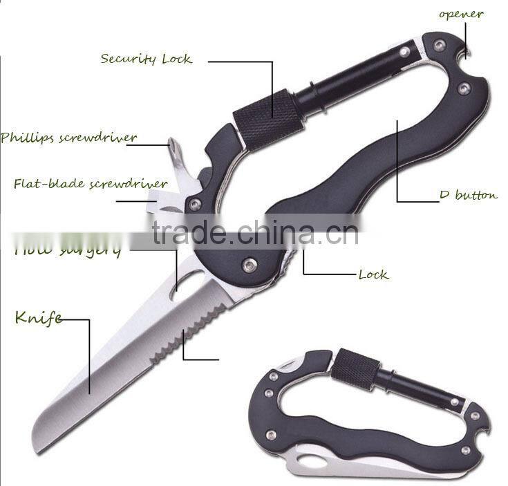 Outdoor Multifunction aluminum Carabiner with keychain