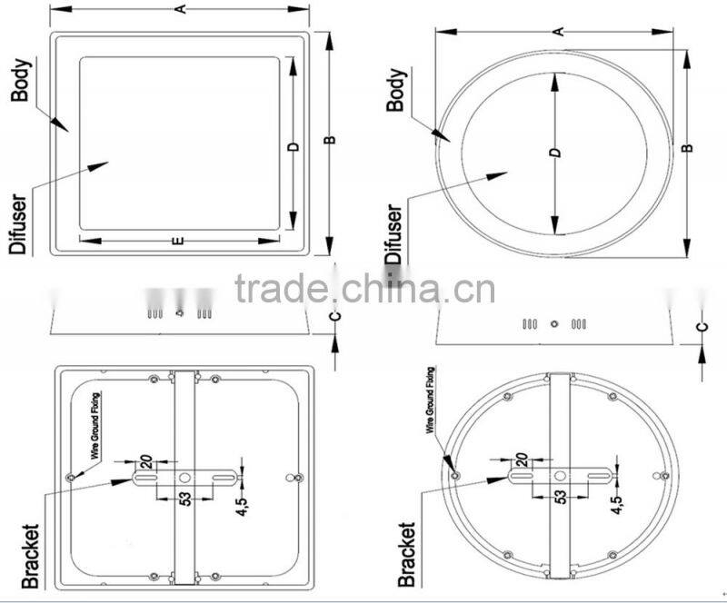 surface mounting led downlight diameter 300mm round 24W,>1800LM,100-240v AC, 50/60hz,Aluminium Alloy Frame